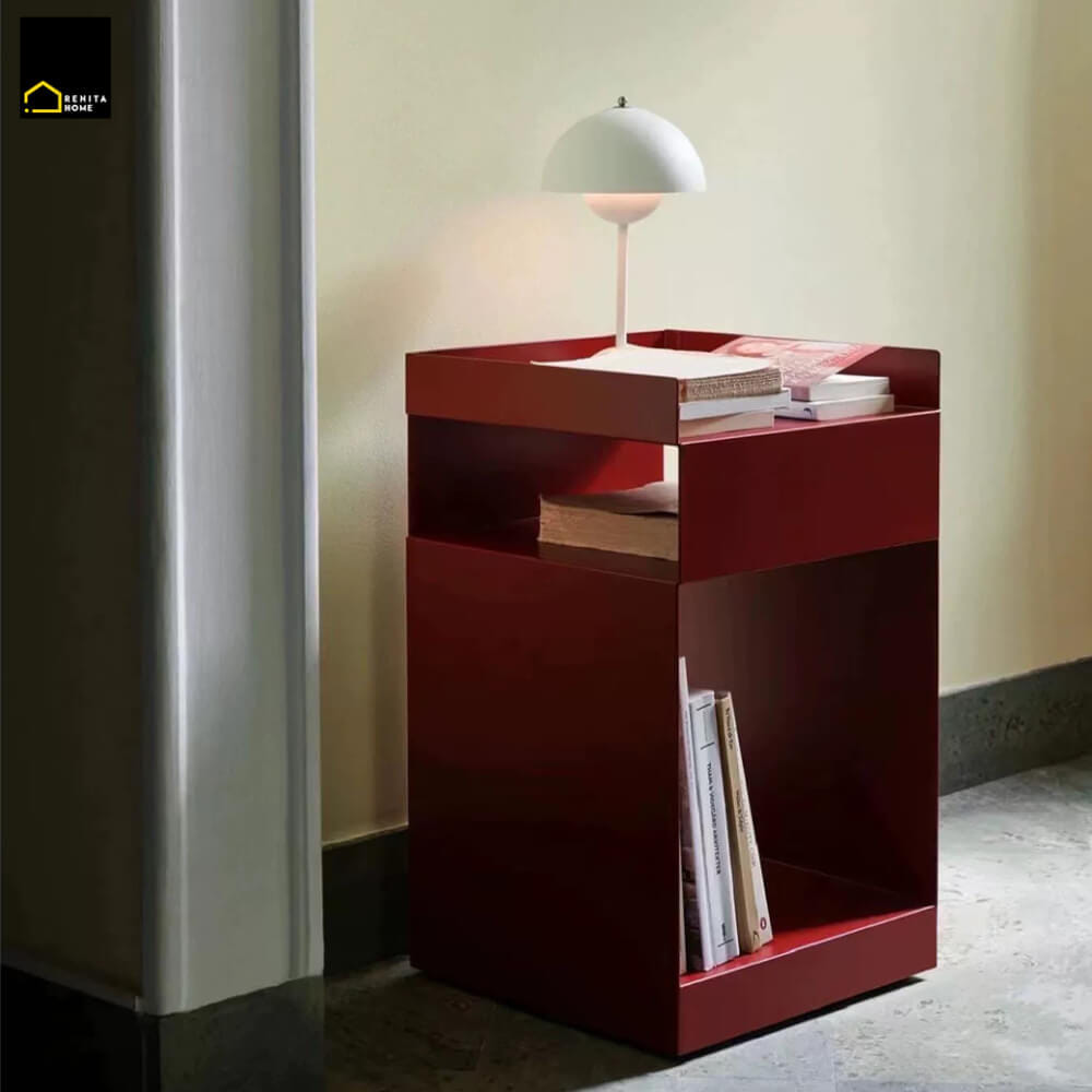 โต๊ะข้าง RENITA HOME รุ่น BRODY พร้อมล้อเลื่อน สีแดง_1